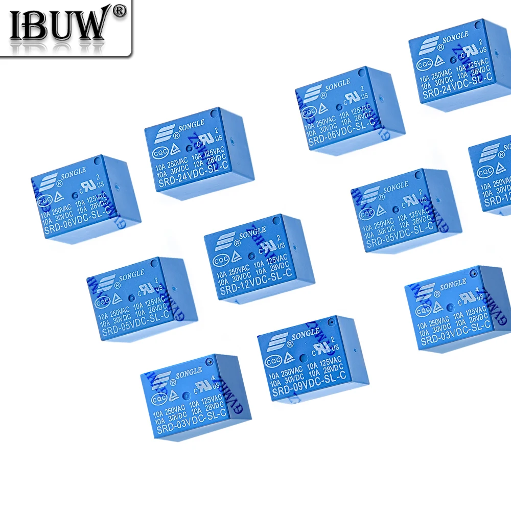 5PCS 3V 5V 6V Relays 5PIN SRD-03VDC-SL-C SRD-05VDC-SL-C SRD-06VDC-SL-C SRD-09VDC-SL-C SRD-12VDC-SL-C 9V 12V 24V 10A 250VAC 3V