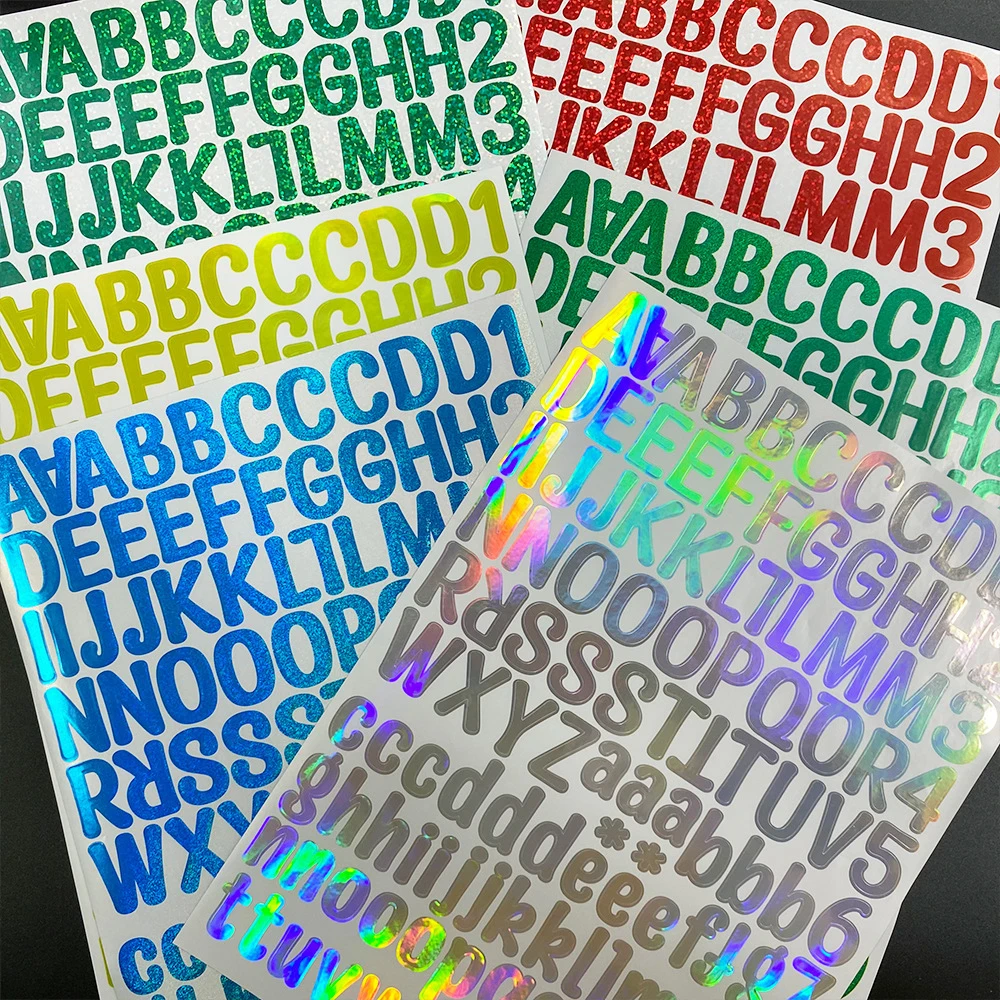 3 Sheet Waterproof Laser Name Stickers Number Letter Sticker Label Custom DIY Cup Mug Sticker Gift Card Stationery Decor Diary