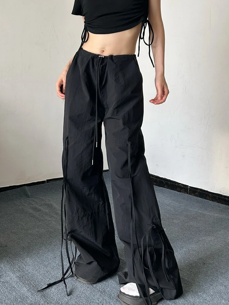 Pantaloni a gamba larga a vita alta Street Sle Pantaloni lunghi larghi da donna Jazz Sa Functionali Abbigliamento da lavoro hip-hop alla moda Bla