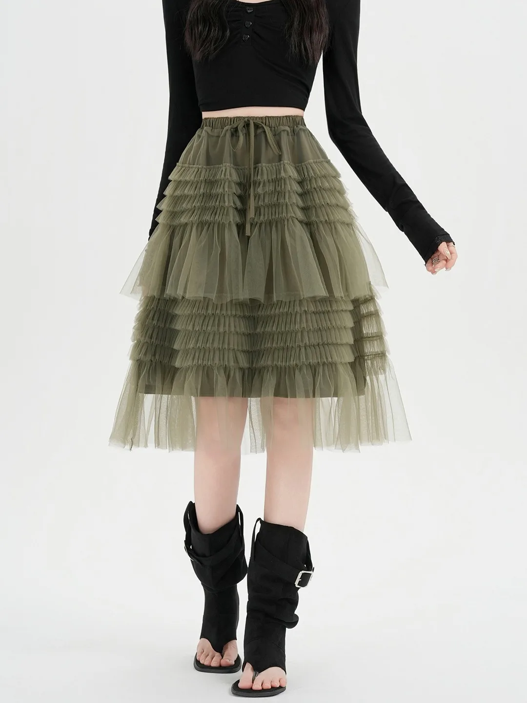 

Юбка миди А-силуэта с высокой талией и кружевной отделкой, женская, весна-лето, новая, в корейском стиле, для офиса и повседневной носки