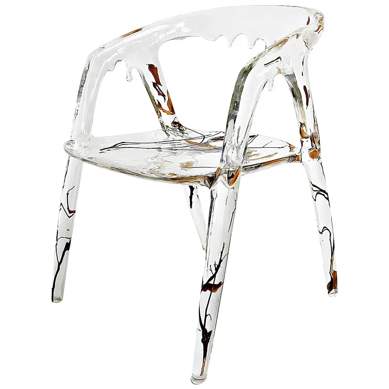 Personalized and creative crystal dining chair Modern living room model room single Transparent water drop chair