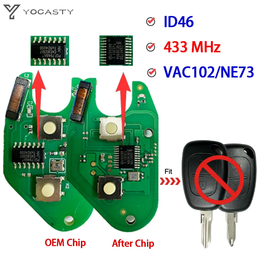 

YOCASTY 433MHz Flip Remote Car Key PCB For Renault Trafic Master Kangoo Movano Transmister For Opel Vivaro Vauxhall 2003-2012