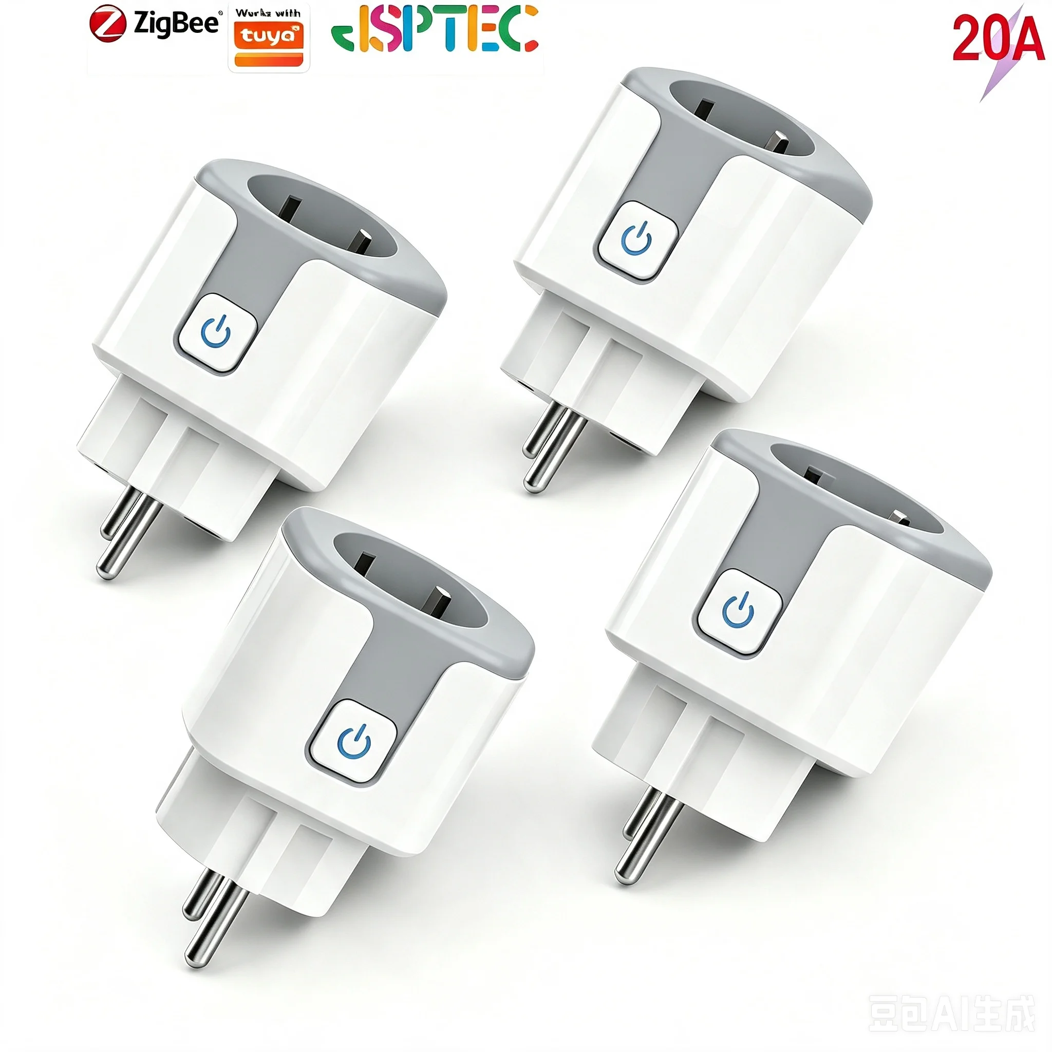 Tuya Smart Plug Zigbee EU 20A Smart-Steckdose mit Stromüberwachung, Zeiteinstellung, Sprachsteuerung, kompatibel mit Alexa, Google Home, Alice, Tuya