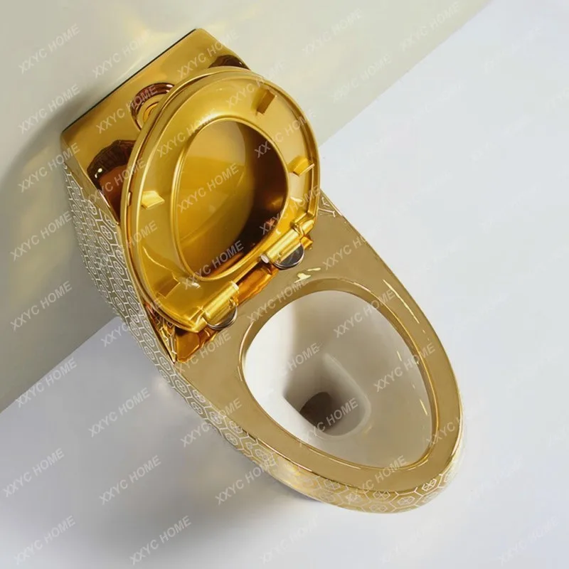 XX X Toilet Bowl Water Closet One Piece Gold Ceramic Toilet Royal Luxury Electroplated Golden Color Round Sanitary Ware