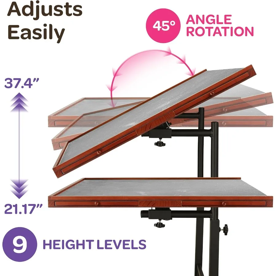 Jigsaw Puzzle Table Rolling Desk 1500 Piece Puzzle Board Portable Jigsaw Tables with Drawers and Legs Height Adjustable for Adu