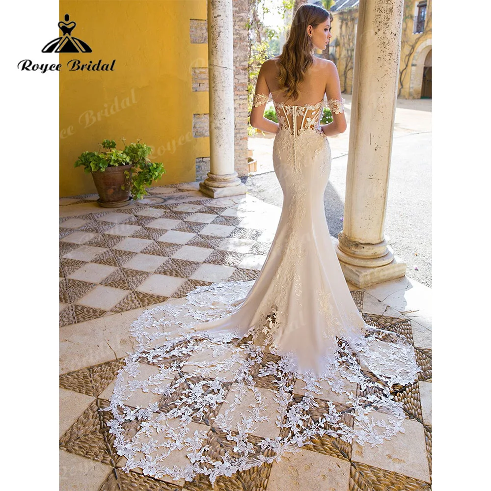 Roycebridal Sweetheart Lace Mermaid/ทรัมเป็ตชุดแต่งงาน Appliques Court รถไฟ2023 Off ไหล่ Robe Mariée Sirene เจ้าสาว