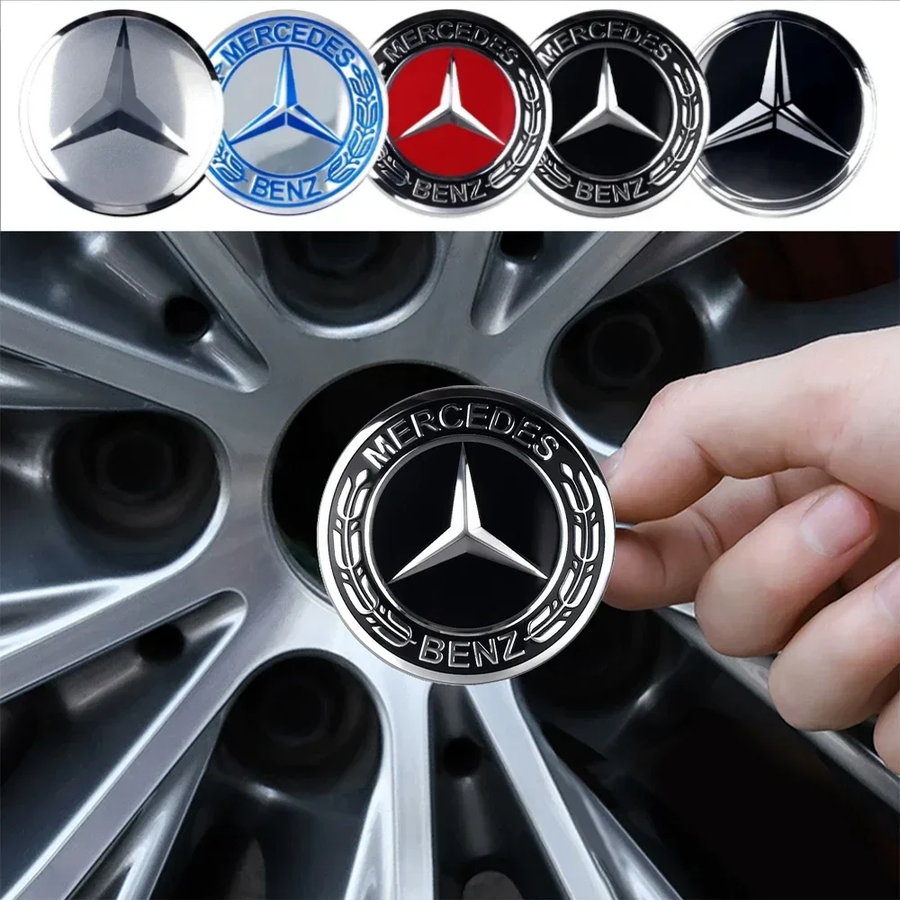 4pcs 56MM automobile wheel hub stickers are suitable for Mercedes-Benz AMG W213 W205 W124 W220W204 wheel hub cover stickers.
