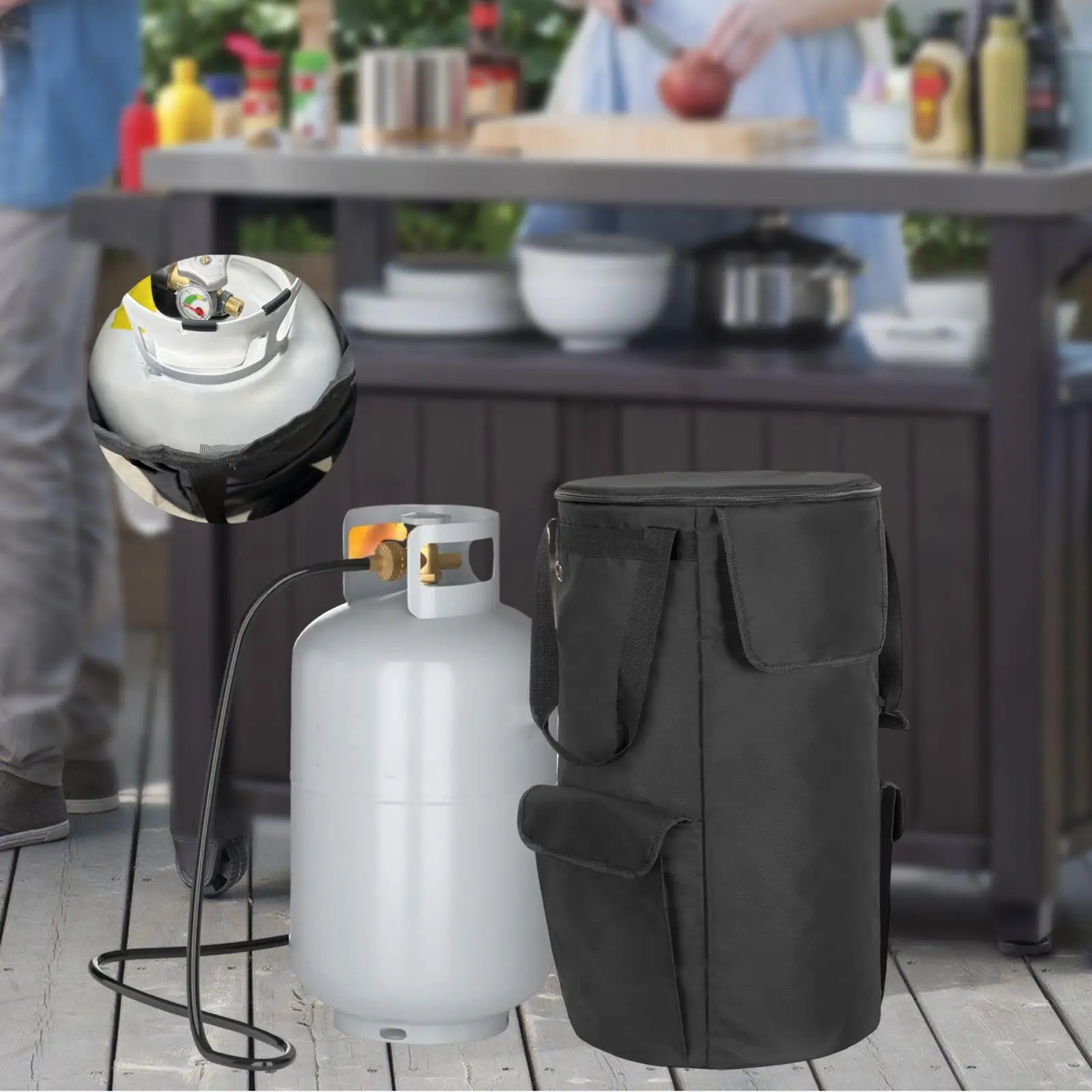 

20lb Tank Cover Cylinder Cover Side Pocket with Handle, Storage Bag for Picnic