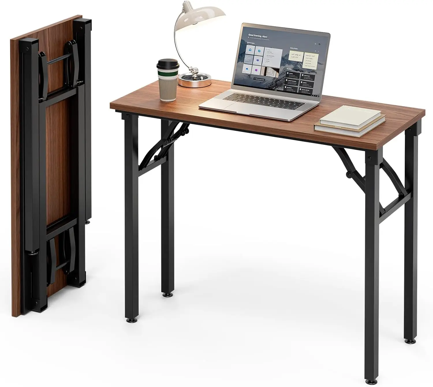 

35.8 Inch Foldable Laptop Desk - Portable Folding Table for Small Spaces, Study & Craft Use, Dark Walnut Finish