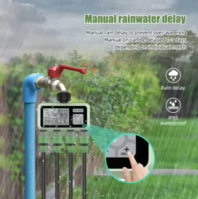 Programmateur d'arrosage numérique pour jardin, 4 sorties, contrôle indépendant, système d'irrigation automatique par arroseurs