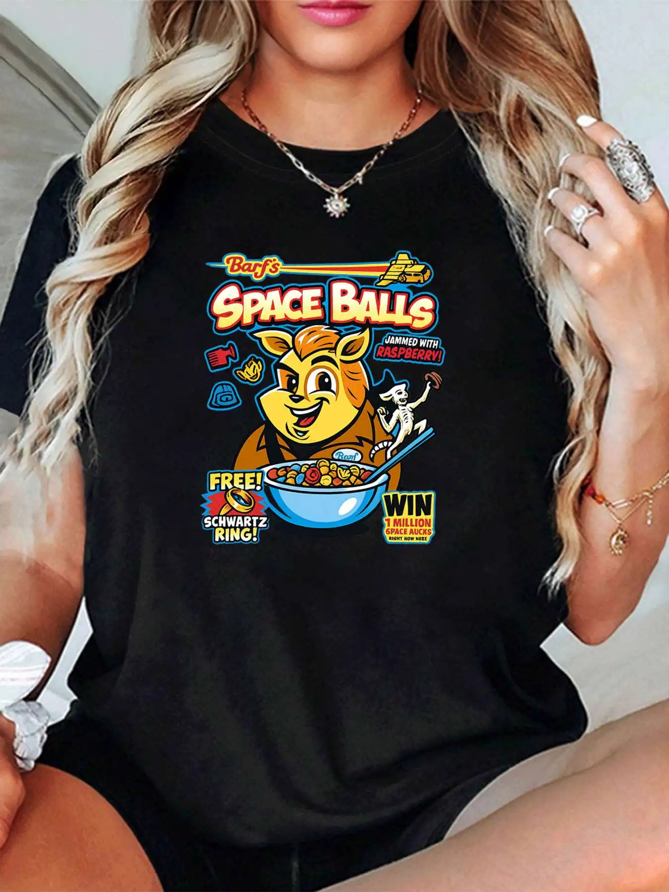 

【1142198】Plus size women's round neck short sleeve T-shirt with elastic half sleeves and trendy prints