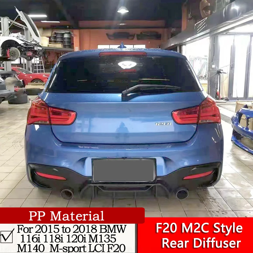 F20 M2C Style Rear Diffuser For 2015 to 2018 BMW 116i 118i 120i M135 M140 M-sport LCI Modified M2C/Racing Matte Black Rear Lip