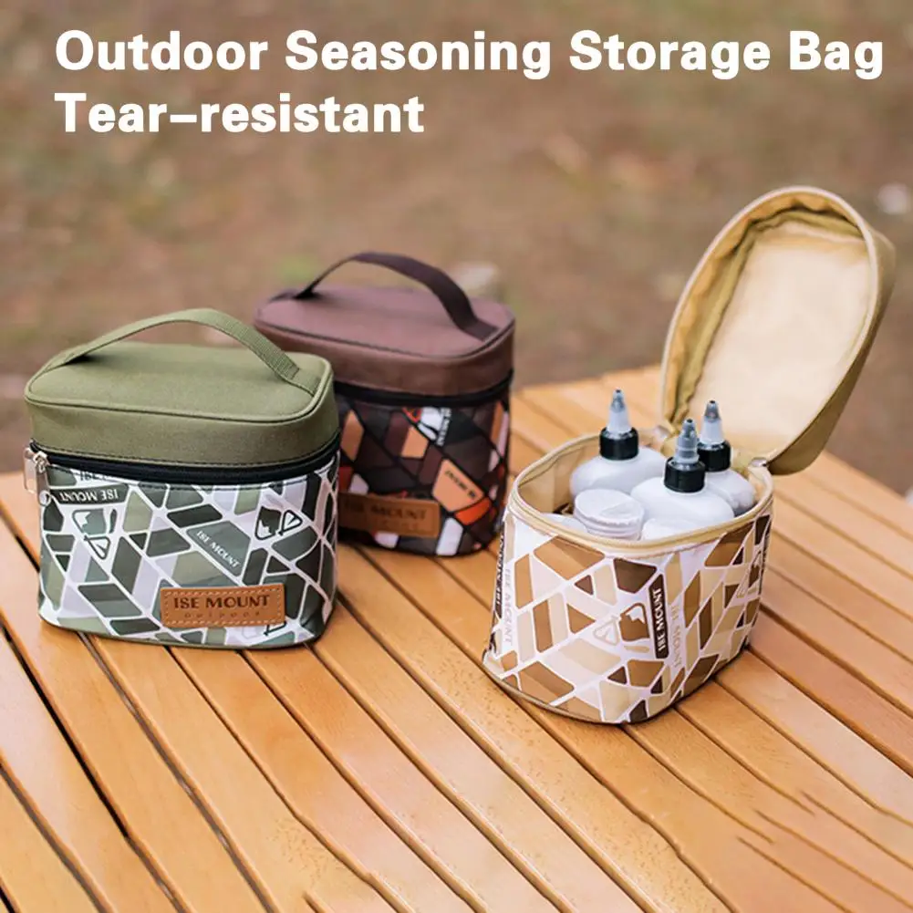 Easy to Carry Spice Storage Bag  Thickened Carry Handle Camping Storage Bag  Camping Spice Bottle Storage Bag