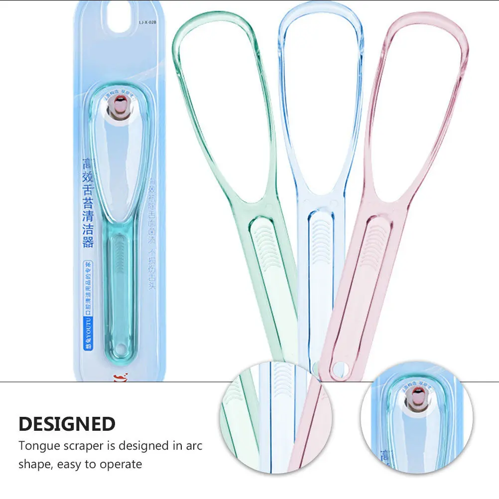 3Pcs Tongue Scraper Brush Arc Design Ergonomic Comfort Grip Tongue Cleaner for Adults Teens Seniors Reduces Oral Odor Fast