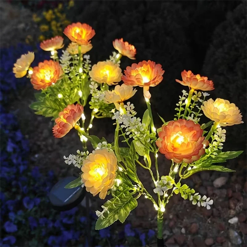 

Solar Snow Lotus Lawn Lamp Outdoor 7 Heads Simulation LED Flower Ground Lights Waterproof Garden Patio Party Wedding Yard Decor