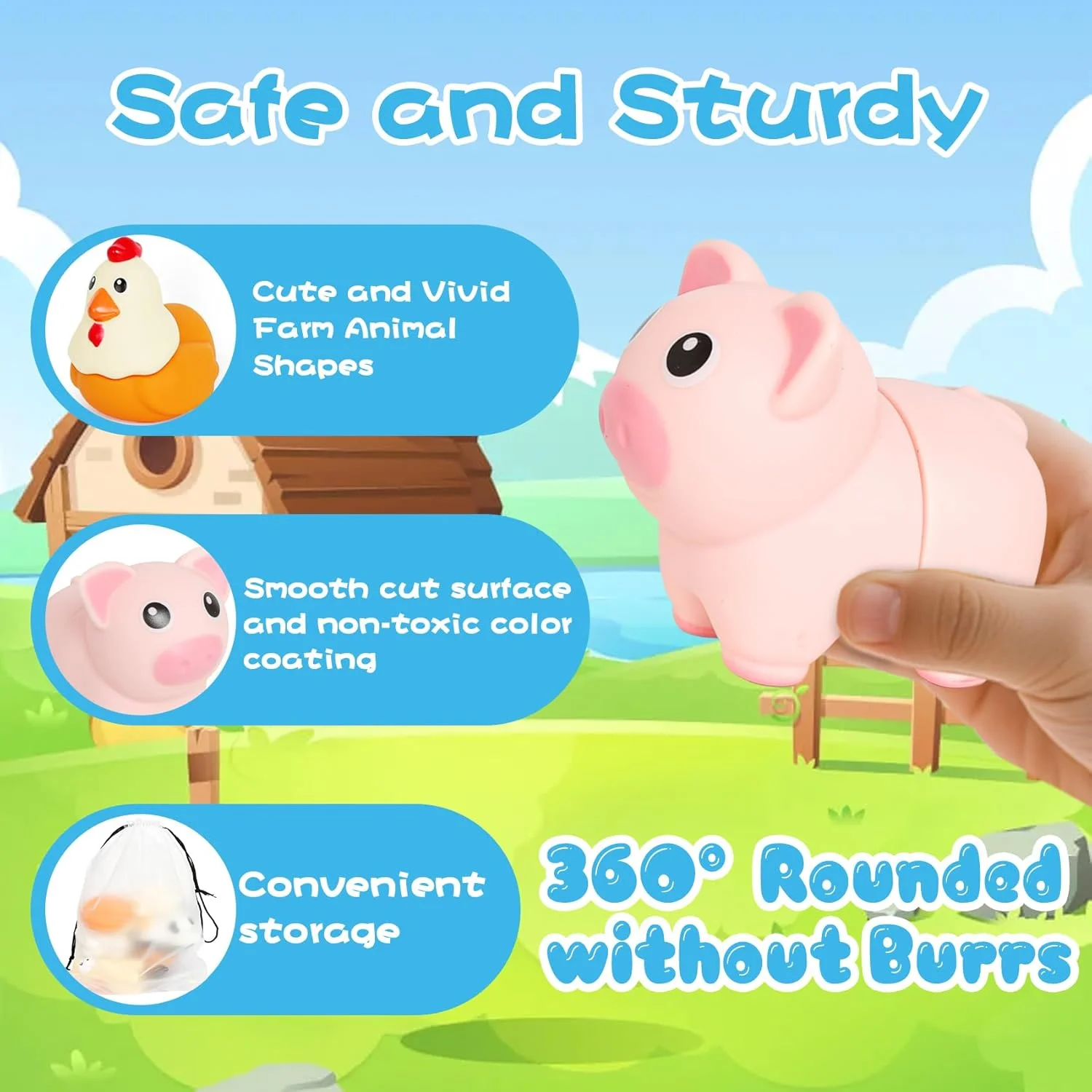 Jouets éducatifs assortis pour animaux de ferme, 10 pièces, comptage des couleurs, tri, reconnaissance des animaux, motricité Fine, Coordination œil-main