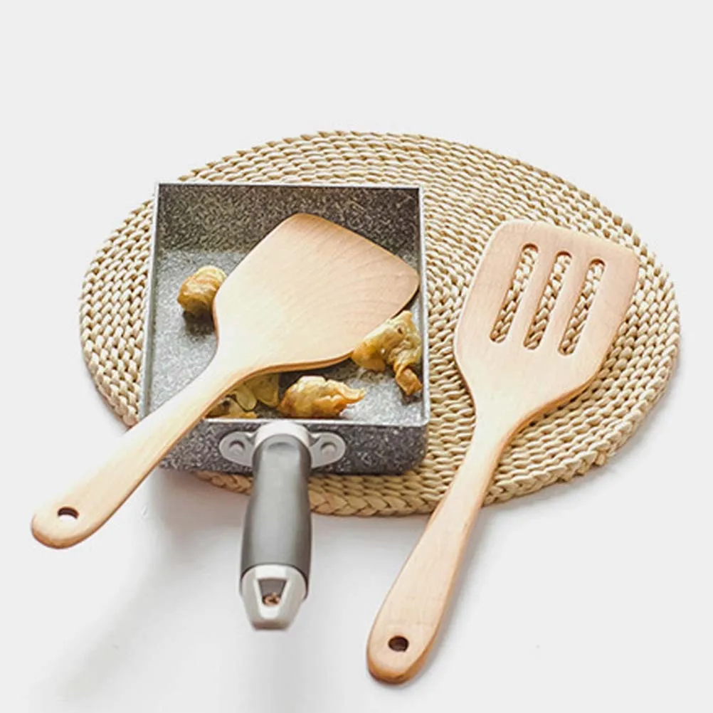 

Beechwood Spatula 31x7.5cm Natural Non-Stick Kitchen Utensil Eco-Friendly Heat-Resistant 3 Holes Wooden Turner