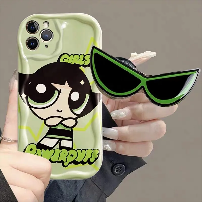 غطاء حافظة قوس النظارات الشمسية للفتيات powerpff ، Oppo A78 ، A98 ، 5G ، A58 ، A38 ، F9 ، A1K ، رينو 7 ، 4G ، 7Z ، 8Z ، 8T ، رينو 5 ، 6 لايت ، 5F ، 4 ، 6