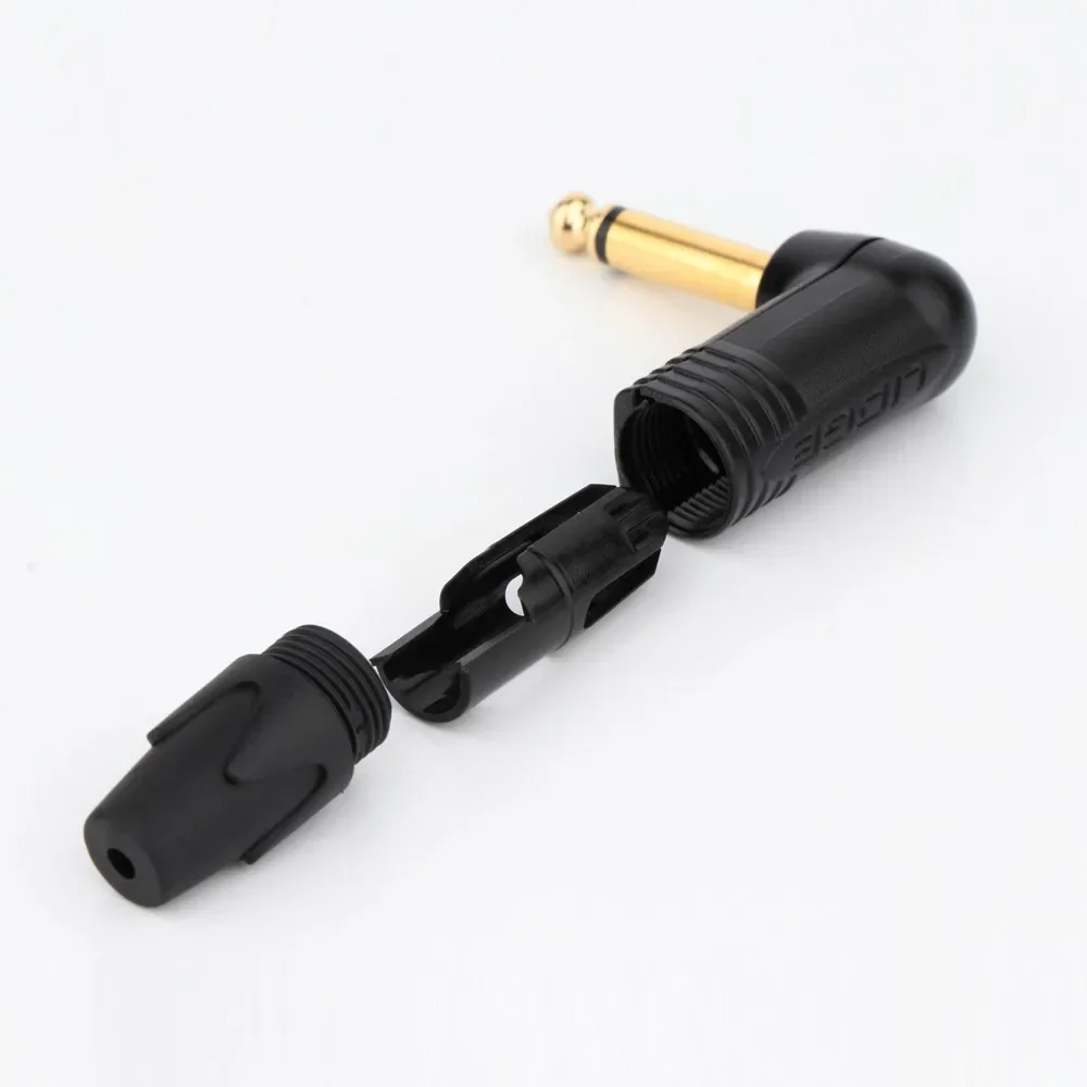 1 шт., 24-каратное позолоченное прямоугольное моноразъем 6,35 мм, роскошный разъем для микрофона, разъем для динамика, 6,35 мм, моноразъем в сборе