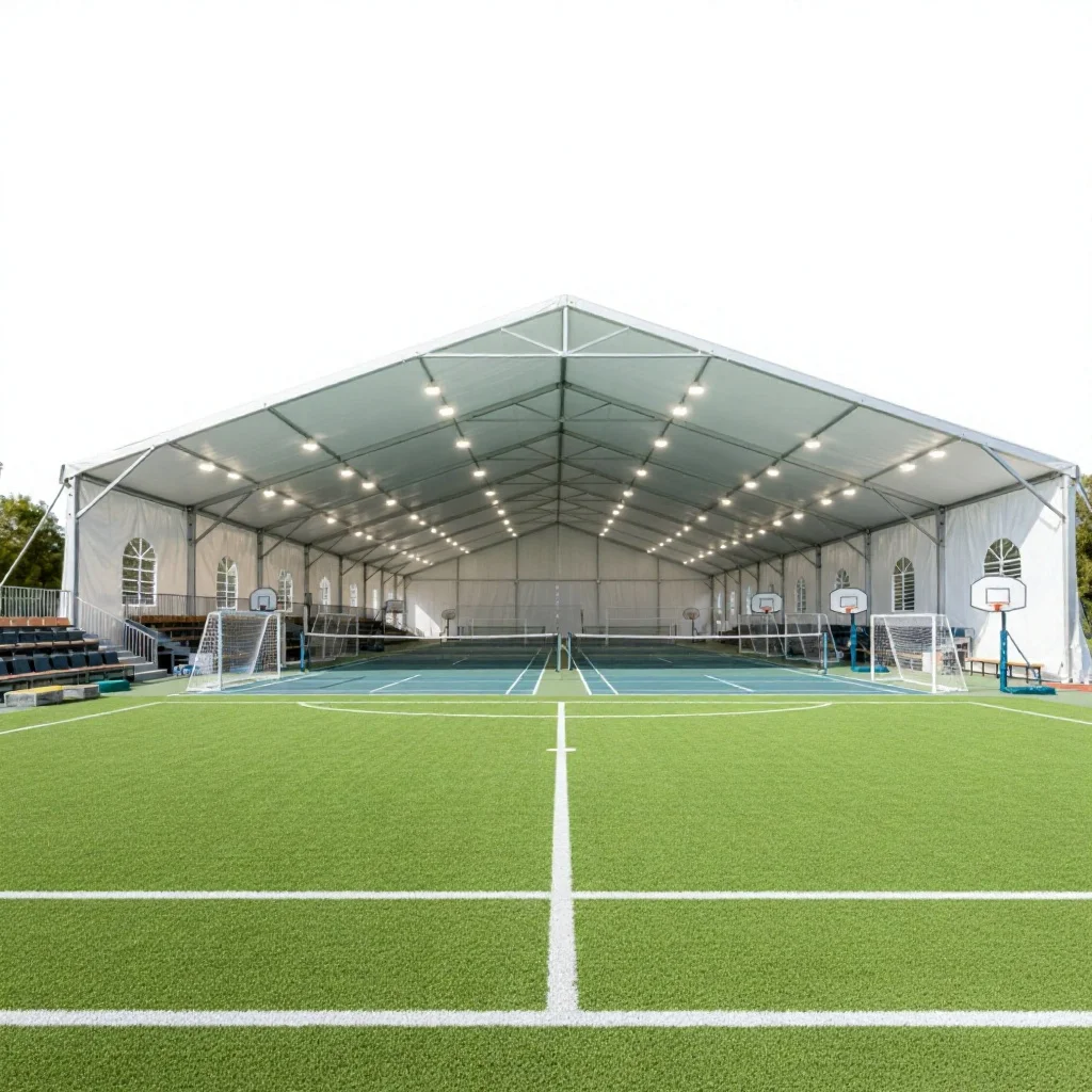 Custom Large Clear Span Sports Marquee Tent Aluminum Frame Basketball Court Indoor Stadium Training Venue Tent Design