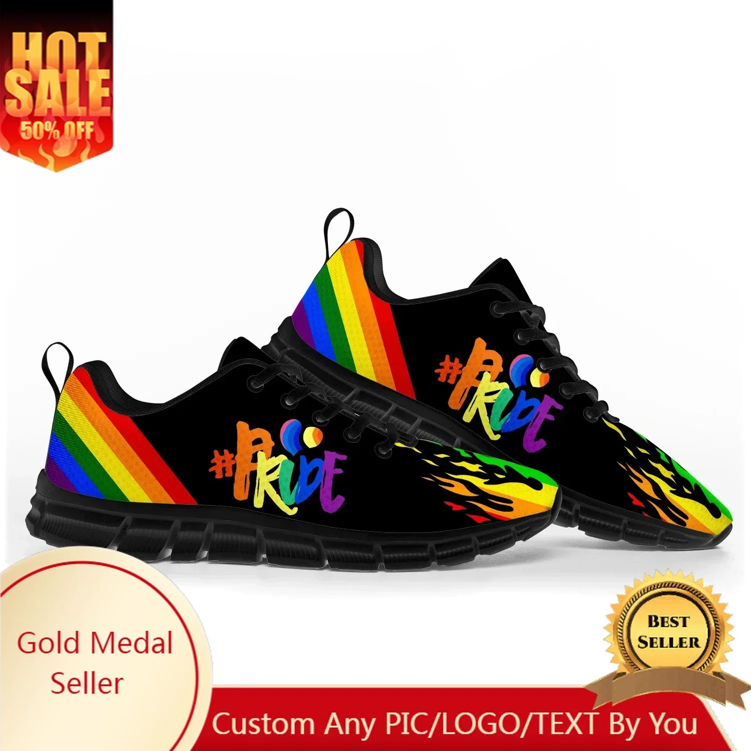 Gay Pride Love Sports Shoes Mens Womens Teenager Customized Sneakers Casual Tailor-Made Shoe High Quality Couple