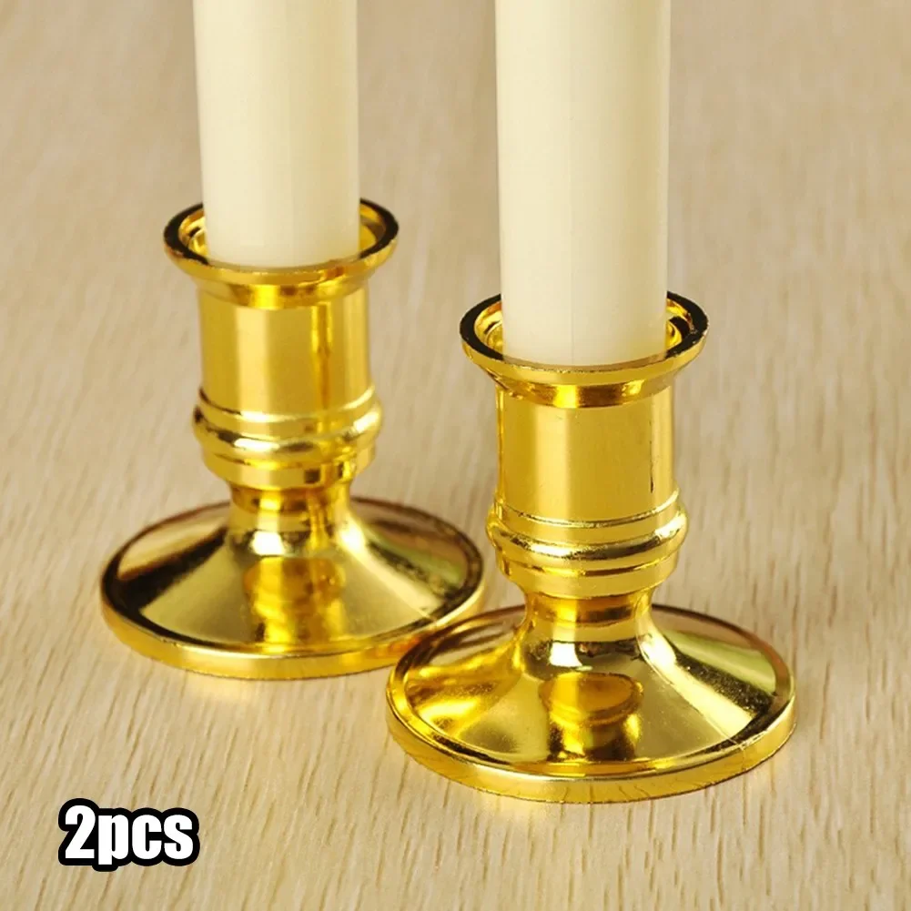 2pcs Traditional Shape Taper Standard Candle Holders Silver/Gold Candlestick Dinner Decoration For Wedding Dinner Home