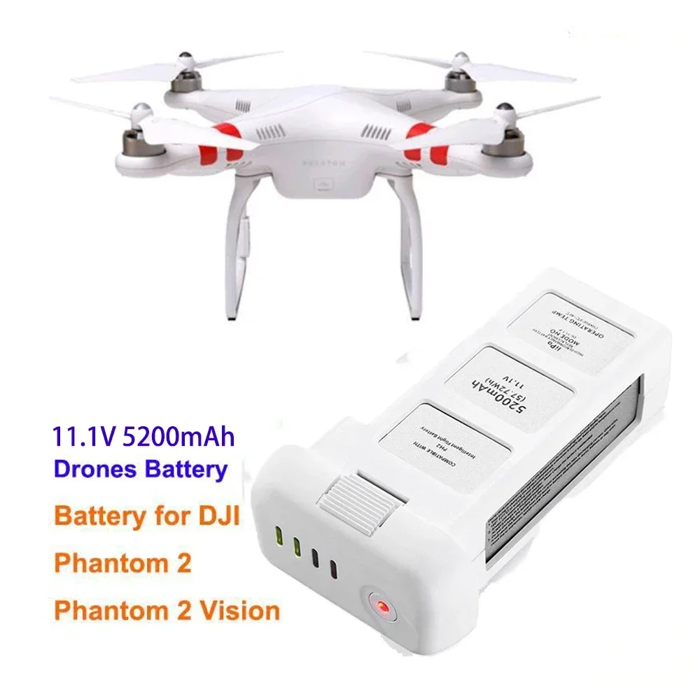 11.1v 5200mah Battery For Dji Phantom 2 Li-polymer Battery High Capacity Spare Battery Aircraft Batteries Drone Accessories