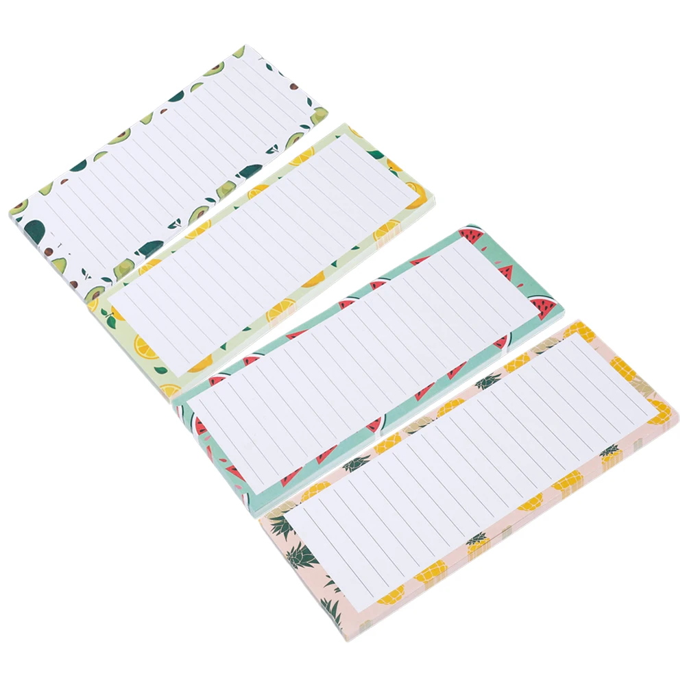 4pcs Magnetic Message Board Fridge Note Pads Avocado Pineapple ange Watermelon Grocery List Pad Home Office