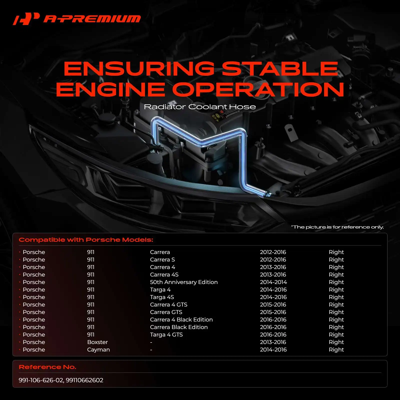A-Premium Passenger Side Radiator Hose Return Short Hose for Porsche Boxster 2013-2016 Cayman 2014-2016 911 2012-2016