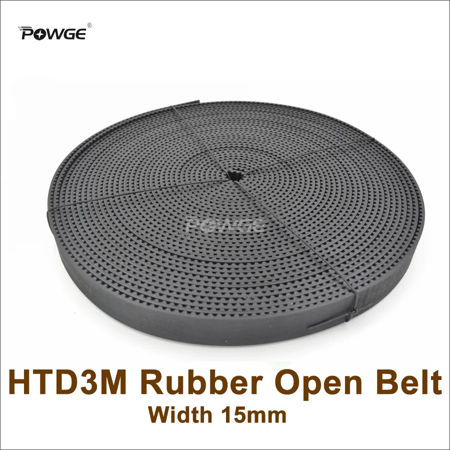 POWGE 3M Synchronous Belt Width=15mm Rubber HTD3M Open Ended Timing Belt 3M-15 Belt For Laser Machine