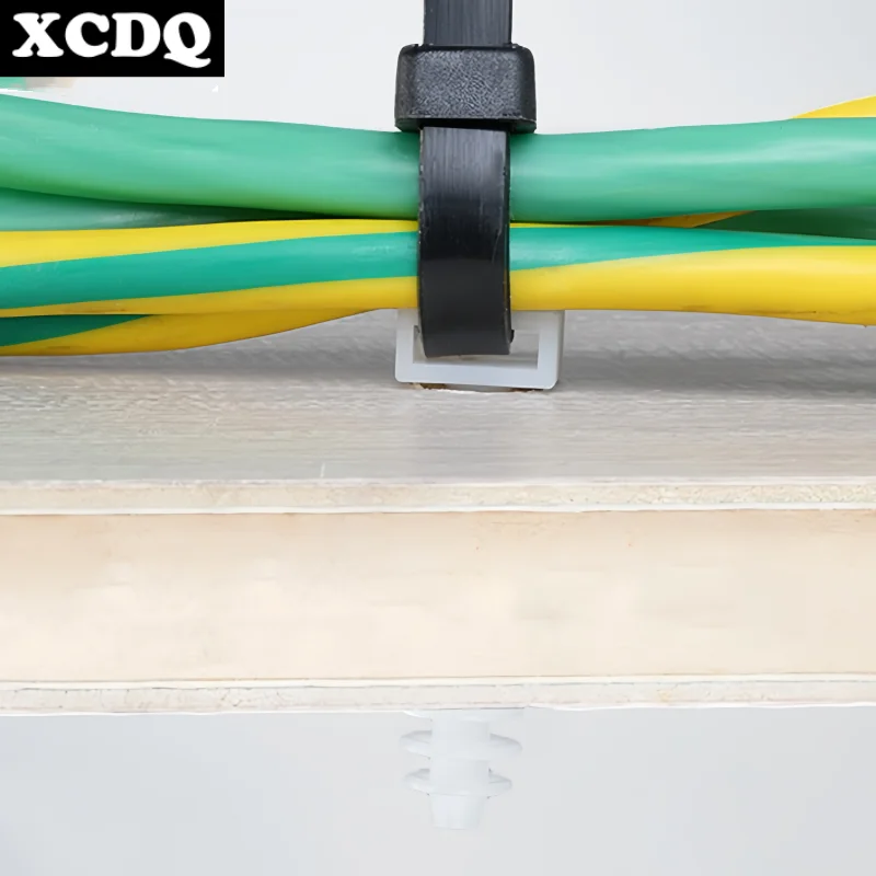 100pcs Nylon Cable Tie Holder Zip Tie Mount Push-in Rivet Type Inserting Fixed Seat Hose Support Plastic Electric Wire Holder