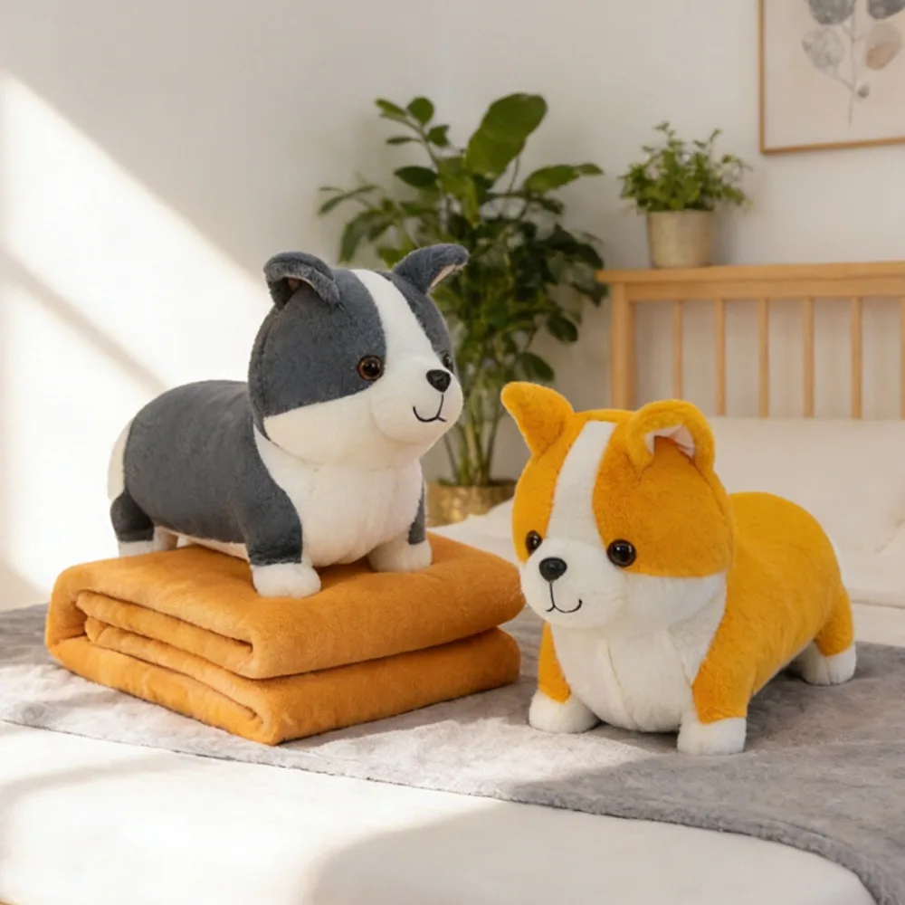 Cute Dog Pillow Cartoon Doll 2-in-1 Pillow Blanket Multipurpose Car Pillow Blanket Birthday Gift