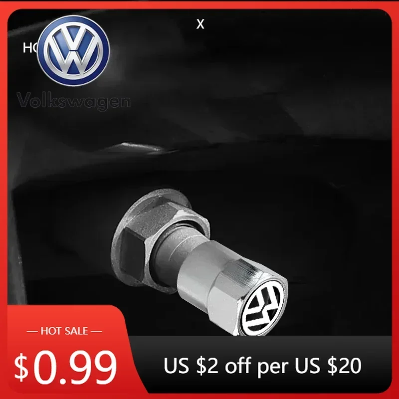 

Для VOLKSWAGEN VW Polo B6, 4 шт. алюминиевых противоугонных шестигранных колпачков для вентилей шин, аксессуары для Volkswagen Golf.