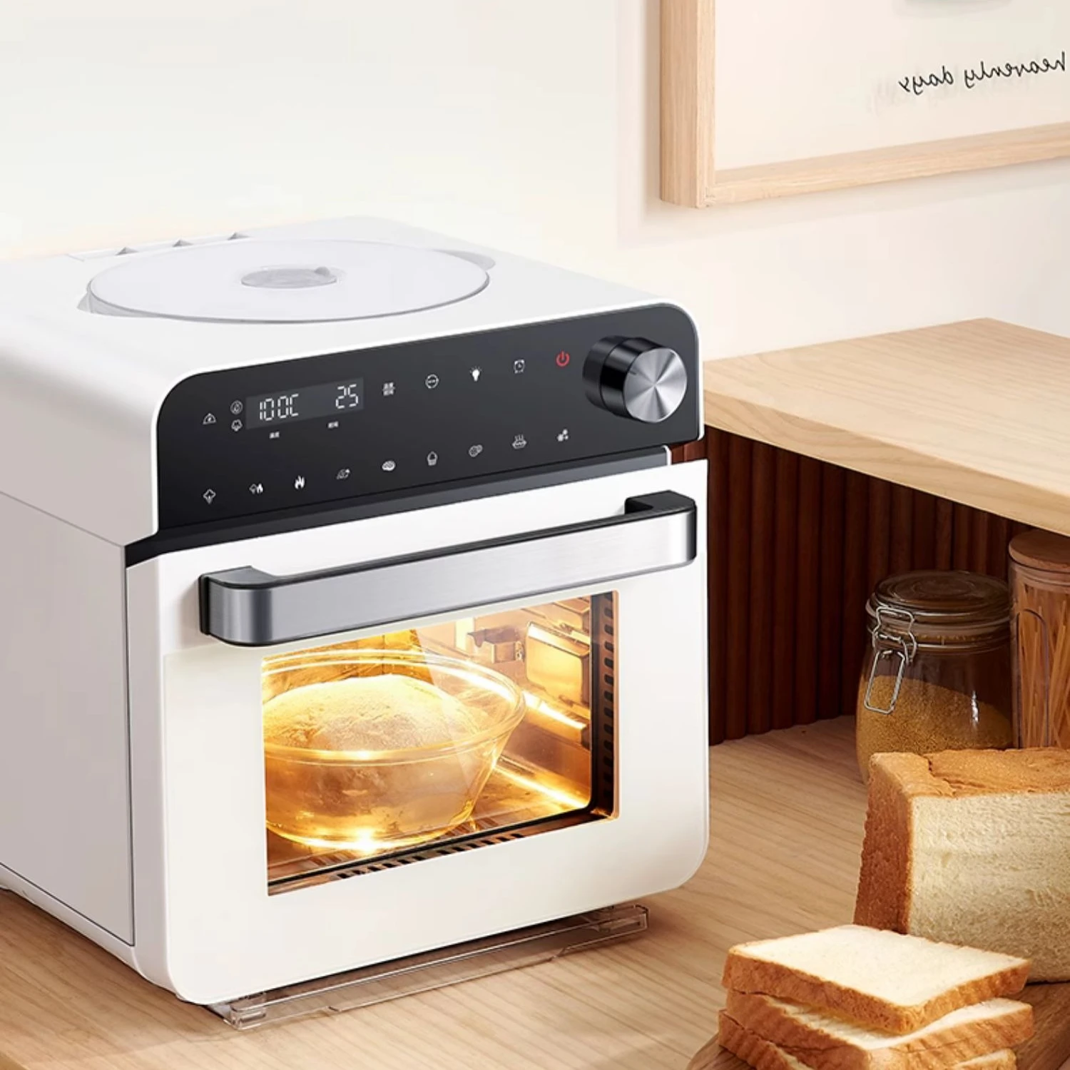 فرن بخار هوائي عالي الجودة، خالي من الزيت، أوتوماتيكي بالكامل، شاشة تعمل باللمس، فرن مقلاة هوائية ذكي
