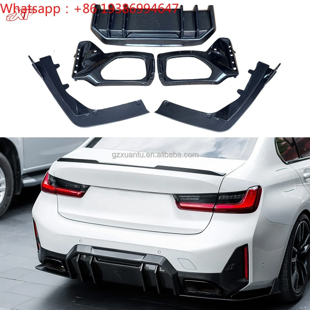 For G20 Lci FD Style Carbon Fiber Rear Diffuser for BMW 3 Series G20 Sports Bumper Spoiler Bodykit 2023+