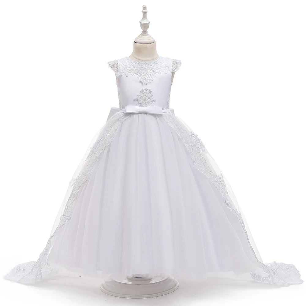 PLBBFZ Summer Girls Dress White Kids Christmas Clothes Children Long Princess Party Wedding Evening Clothing 10 12 Y Vestidos