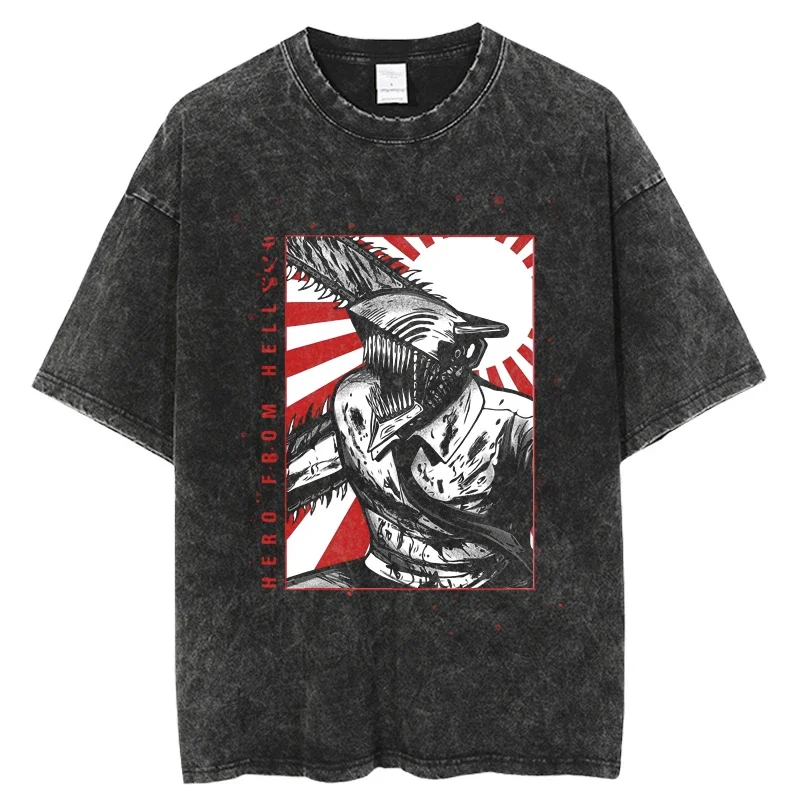 

Chainsaw Man Japanese Anime Print T Shirts Men Harajuku Short Sleeve Loose Washed T Shirt Oversize Loose Streetwear top
