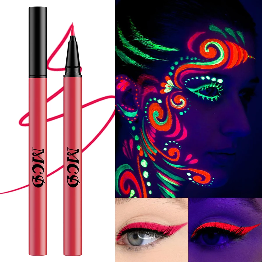 8色1個入りフェイスボディペイント、1個入りUVライトネオンフェイスペイントアート、韓国風メイク、青緑防水クリスマスパーティーボディペイント