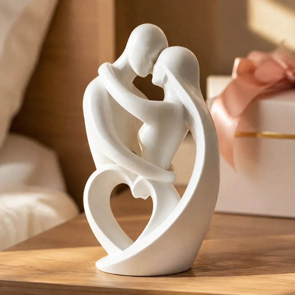 3D Printed Hugging Couple Sculpture Romantic Minimalist Embracing Couple Ornament Funny Plastic Lovers Figure Table Figurines
