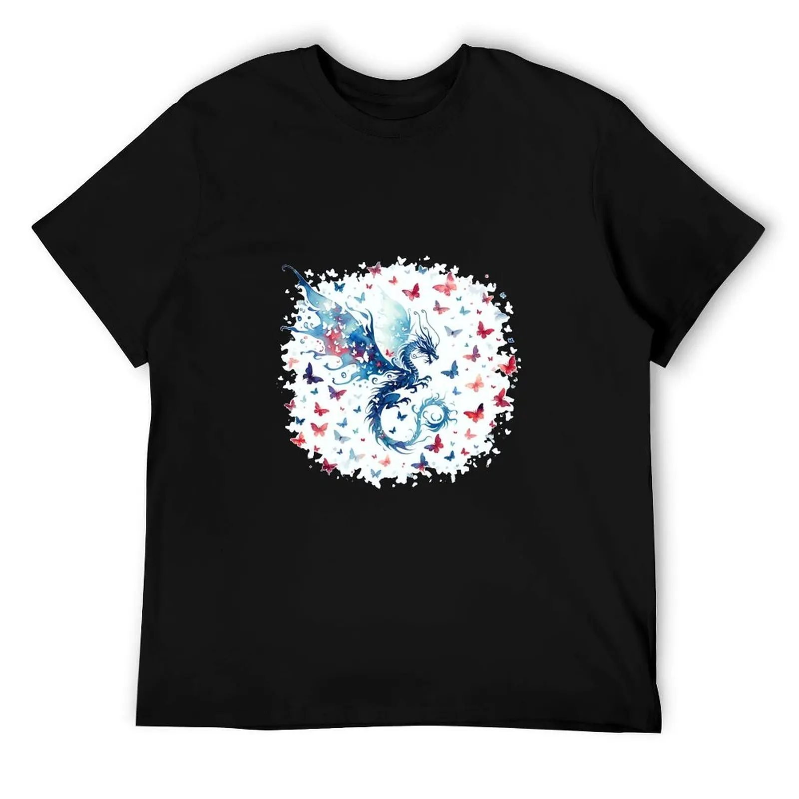 

Dragon with butterflies T-Shirt t shirts for man cotton funny t shirts man man t shirts high quality luxury brand T-Shirt