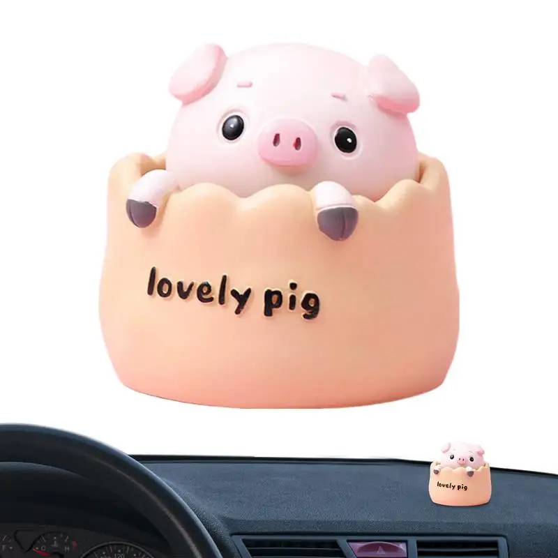 

Car Resin Happy Pig Statue Auto Pig Bobble Head Car Ornaments Car Shaking Head auto interiors Dashboard Decor Accessories