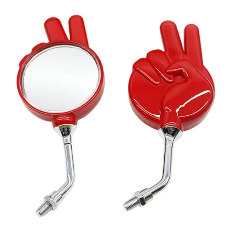 Motorcycle Rear View Mirrors 1 Pair Rear View Victory Gesture Side Mirrors For Motorcycles Handlebar Side High Definition