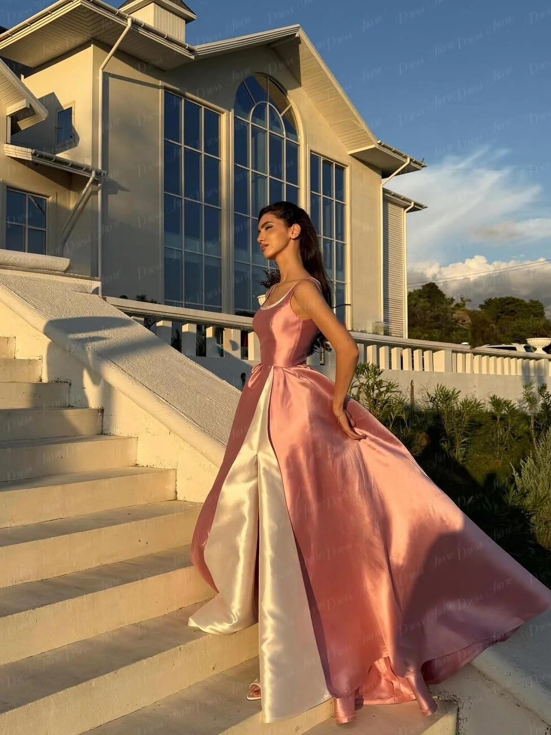 Sukienka Ranmo 2026 na zamówienie, różowa, na ramiączkach spaghetti, plisowana, o kroju litery A, bez rękawów, szyta na miarę, na specjalną okazję, bal maturalny, wykwintna sukienka wieczorowa.