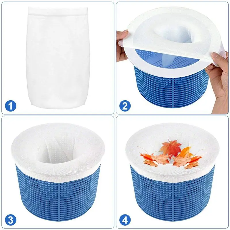 VEHO-Pool Skimmer Socks, 40-Pack Pool Filter Basket Saver Socks, Reusable Ultra-Fine Mesh Sock Filter Pool Debris Catcher