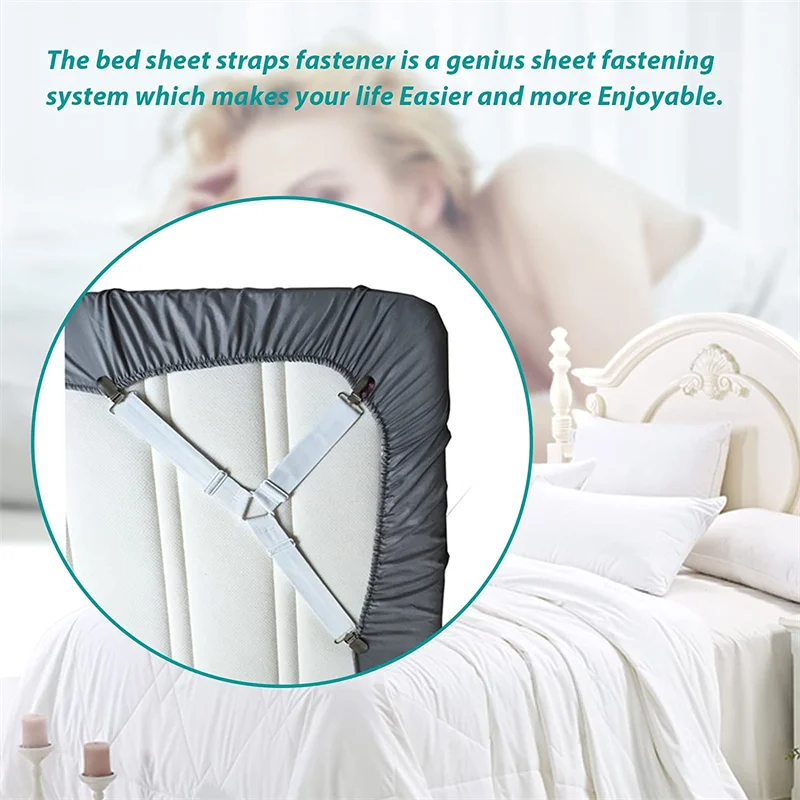 4 Pcs Triangle Bed Sheet Holders Adjustable Elastic Mattress Cover Corner Holder Clip Bed Grippers Suspender Fasteners Straps