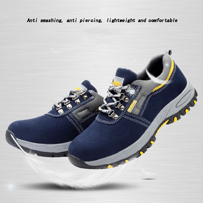 Safety Protective Anti impact Anti puncture suede work shoes Rubber soles Wear-resistant safety shoes