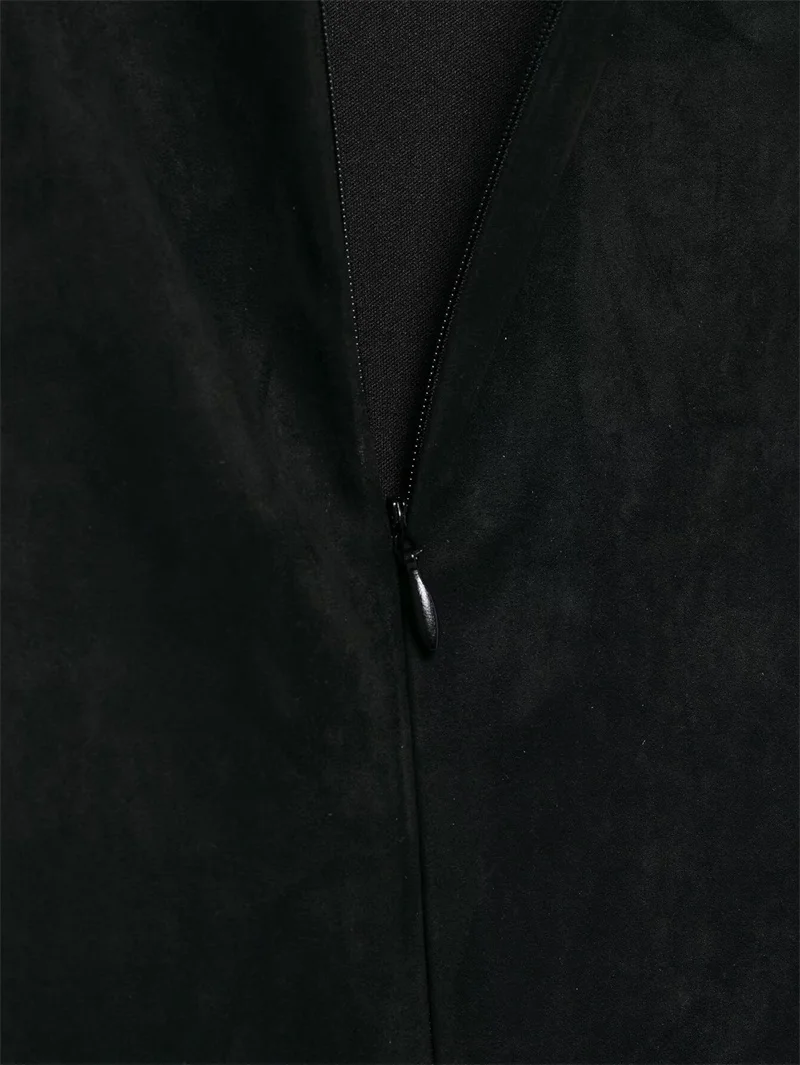 Vestido feminino 2025 outono novo estilo preto sem mangas camurça textura em camadas mini vestido exclusivo moda socialite