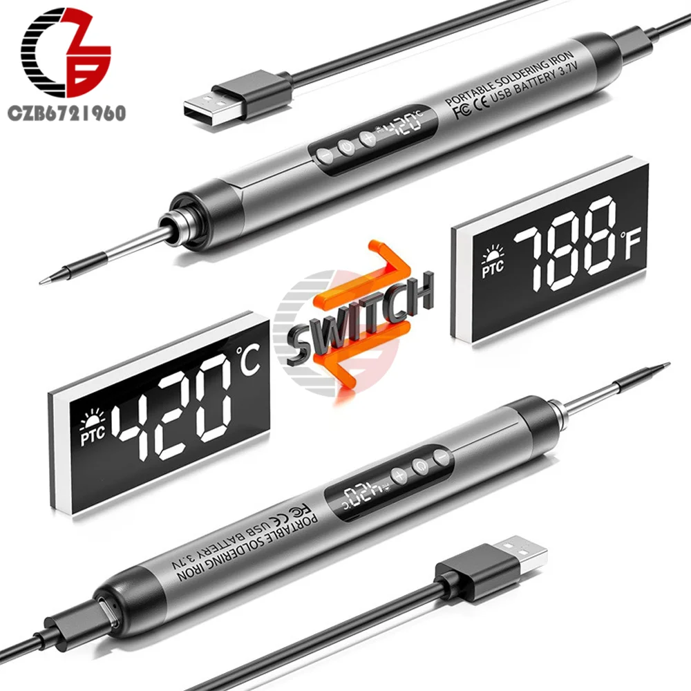5V 8W USB Soldering Iron Wireless Electric Soldering Iron Fast Charging Lithium Battery Solder Iron Portable Repair Welding Tool