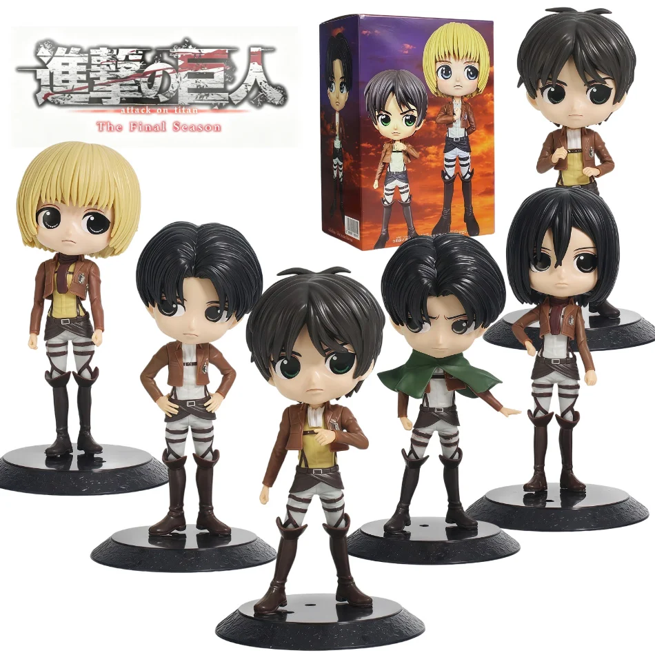 Figura de Anime de 14 cm de Ataque a los Titanes, Figura de Acción de Eren Yeager, Figura de Levi Ackerman/Mikasa Ackerman, Modelo Qposket, Muñeca de Juguete, Regalo