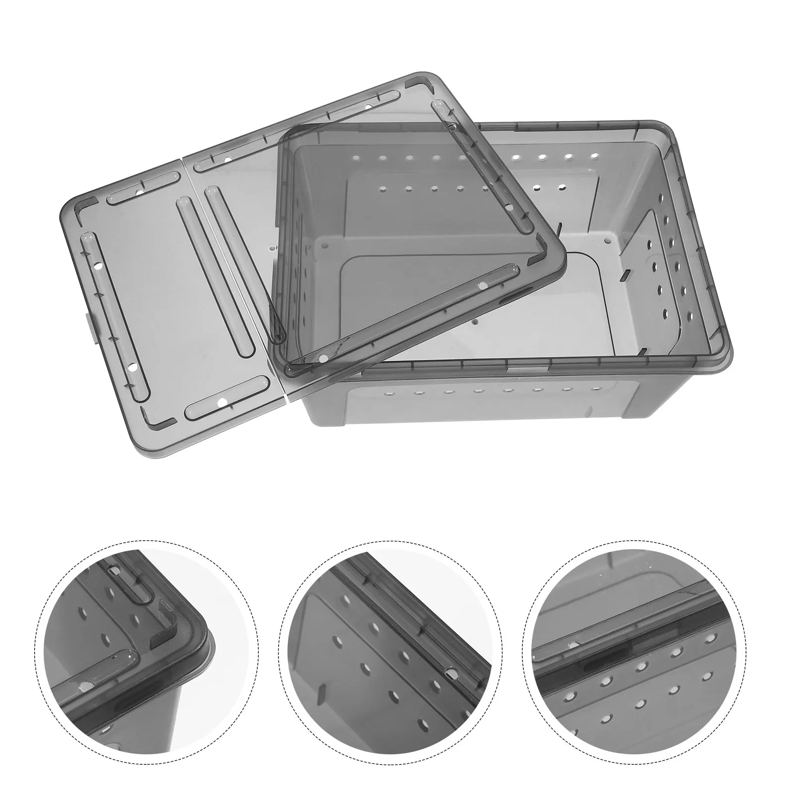 

Spider Terrarium Reptile Feeding Box Black Small Animal Breeding Case Breathable Hole Durable Material Perfect for Spiders